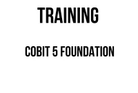 TRAINING COBIT 5 FOUNDATION