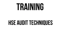 TRAINING HSE AUDIT TECHNIQUES